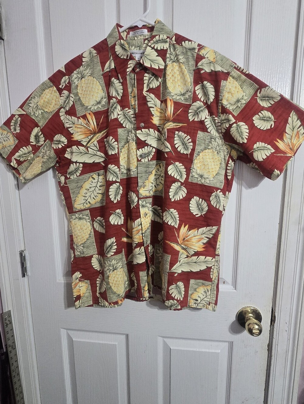 Pierre Cardin Red Tropical Pineapple Button-Down Shirt